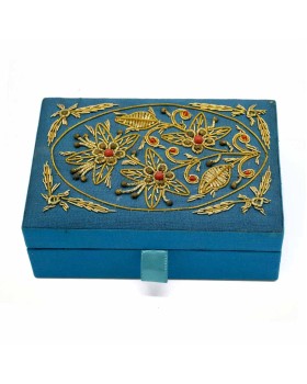 Beads Floral Turquoise Embroidered Jewelry Box